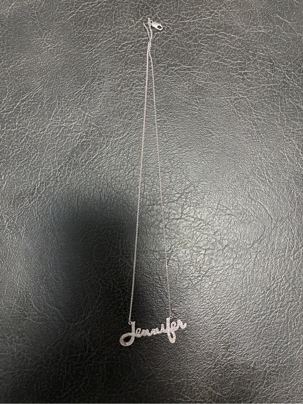 Custom Made Script Name Necklace ‘Jennifer' 1 Carat in Diamonds, 14 K White Gold